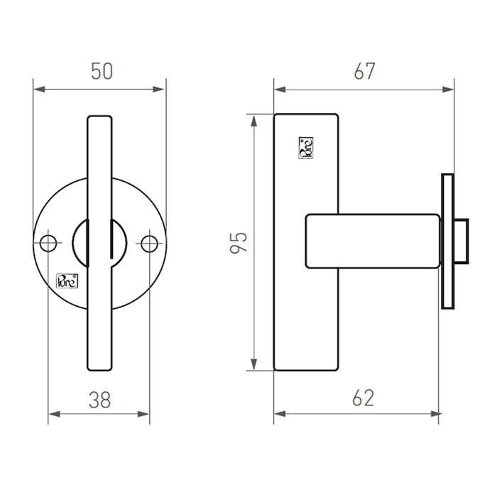 Dauby Dauby Pure® PH2017-T-50F Türgriff auf Rosette in Rohbronze (RB)