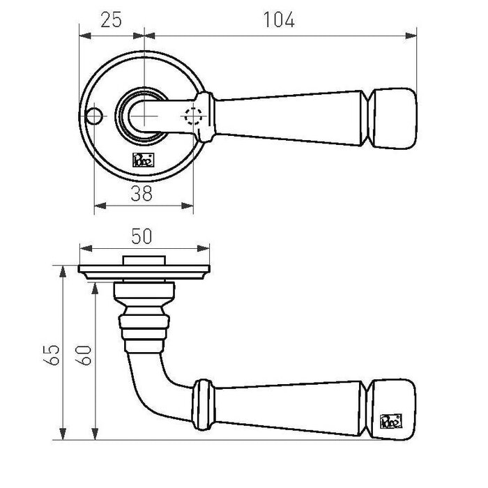 Dauby Poignée de porte Dauby Pure PH1830 / 50R sur rosace ronde – bronze blanc (WB)