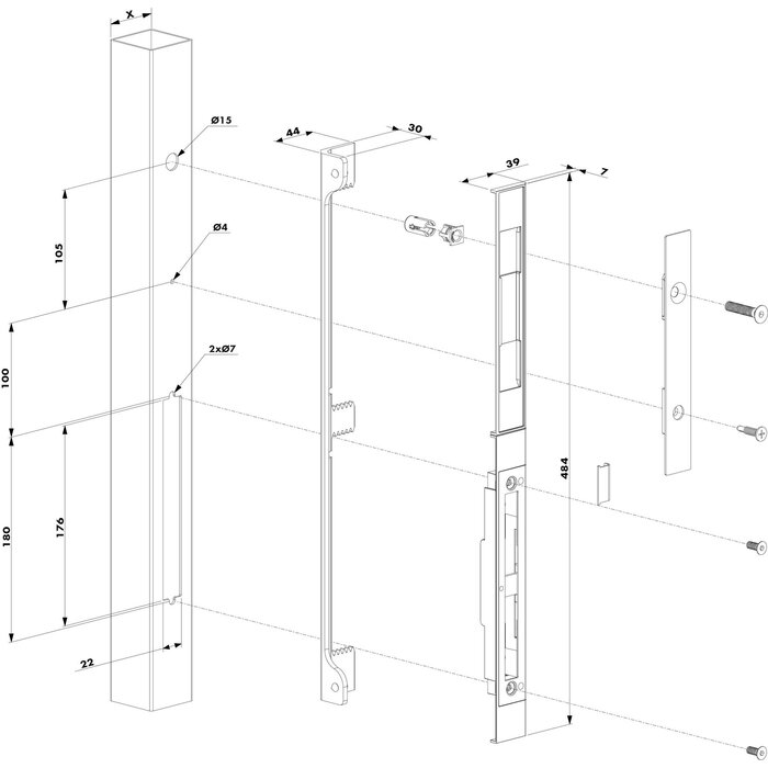 LOCINOX Locinox SFKU-V insteekslotvanger voor insteeksloten met codeslot – poortslotvanger