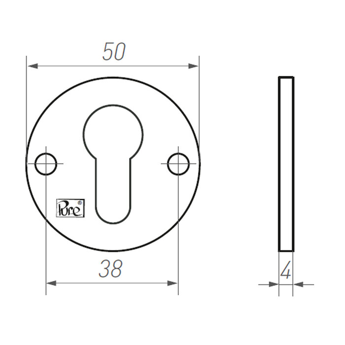 Dauby Dauby Pure PZ cylinder rosette 50F – raw metal (RM)