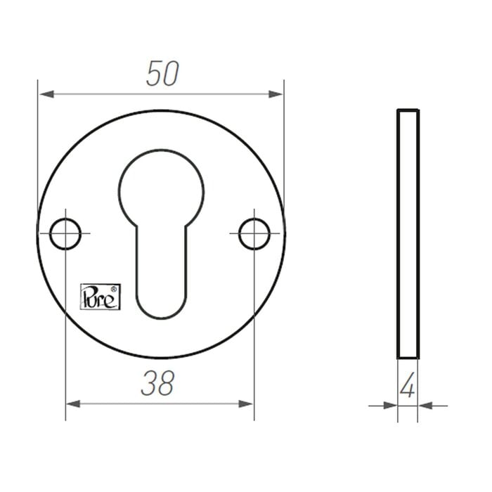 Dauby Dauby Pure BB Schlüsselrosette 50F – Rohbronze (RB)