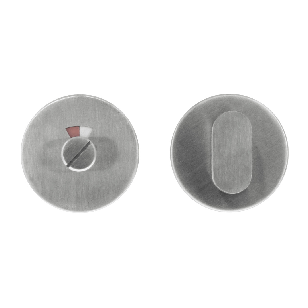 WC garnituur rond Shape – inox geborsteld met rood/wit indicator