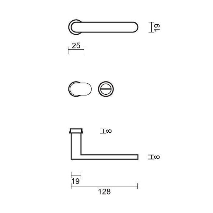 HDD Türgriffe aus Bronze, minimalistisches Design – minimalistische Rosette Ø 25 mm