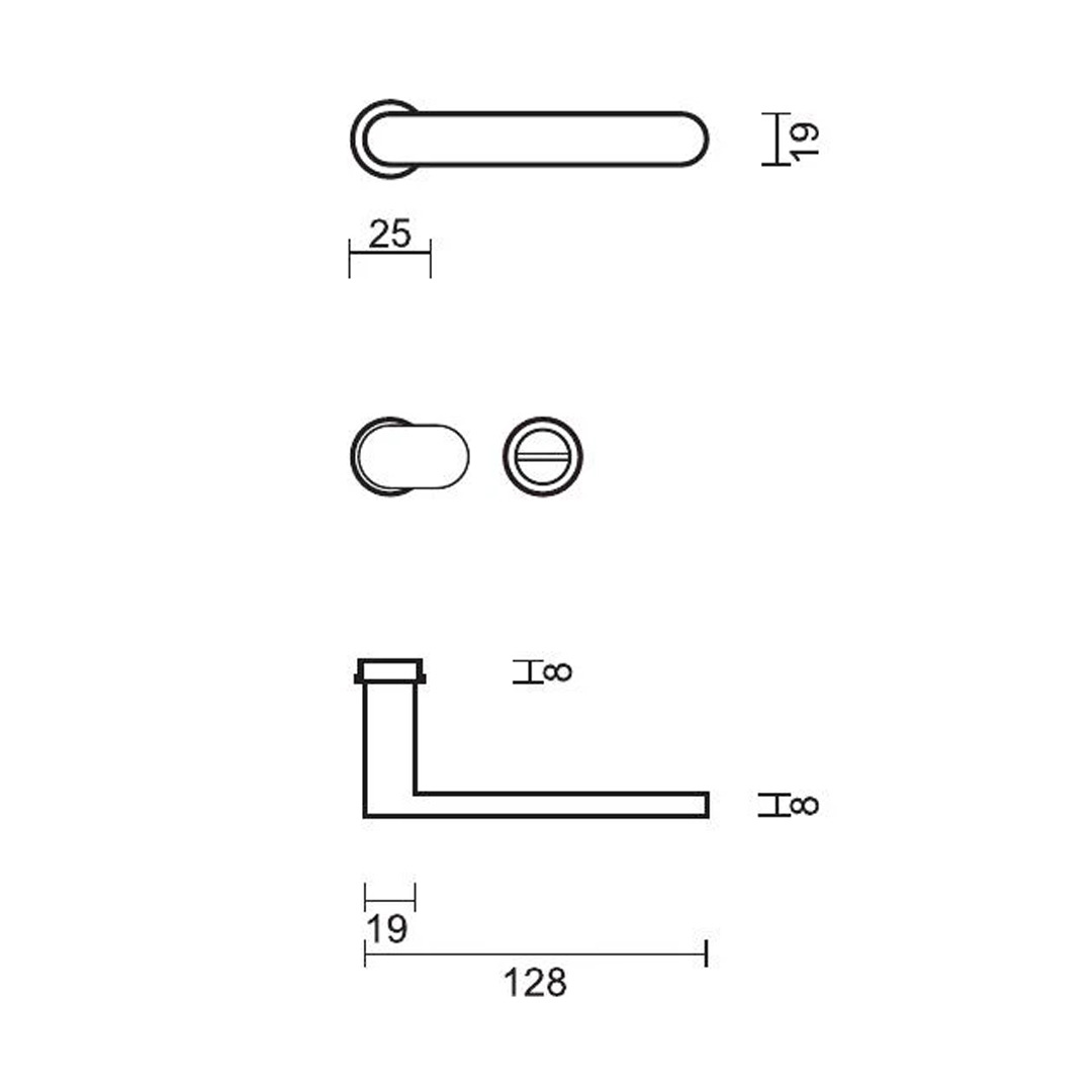 HDD Poignées de porte en bronze, design minimaliste - Rosace minimaliste Ø 25 mm