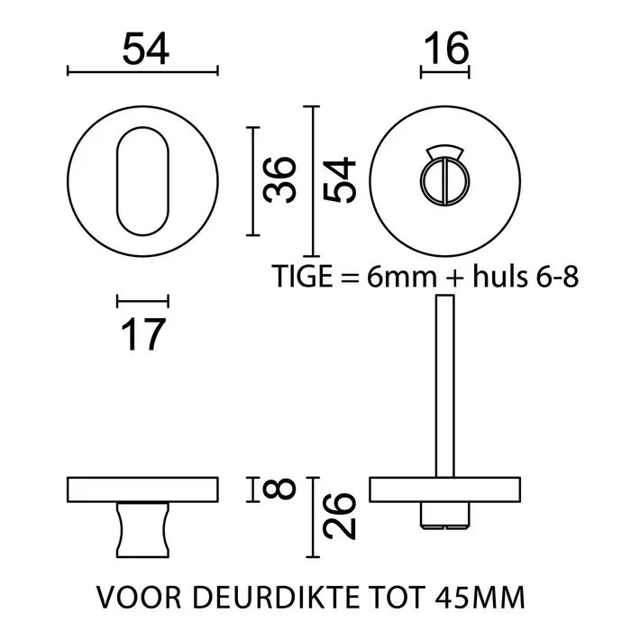 HDD Round WC set Shape class 3 stainless steel plus with red/white indicator