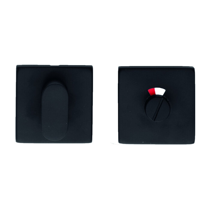 HDD WC garnituur square Shape zwart met rood/wit indicator