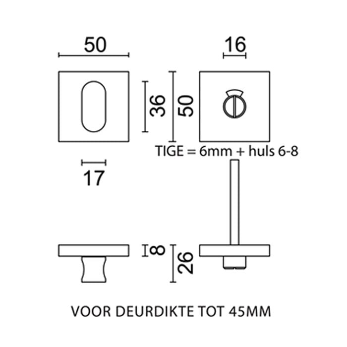 HDD WC set square shape black without indicator
