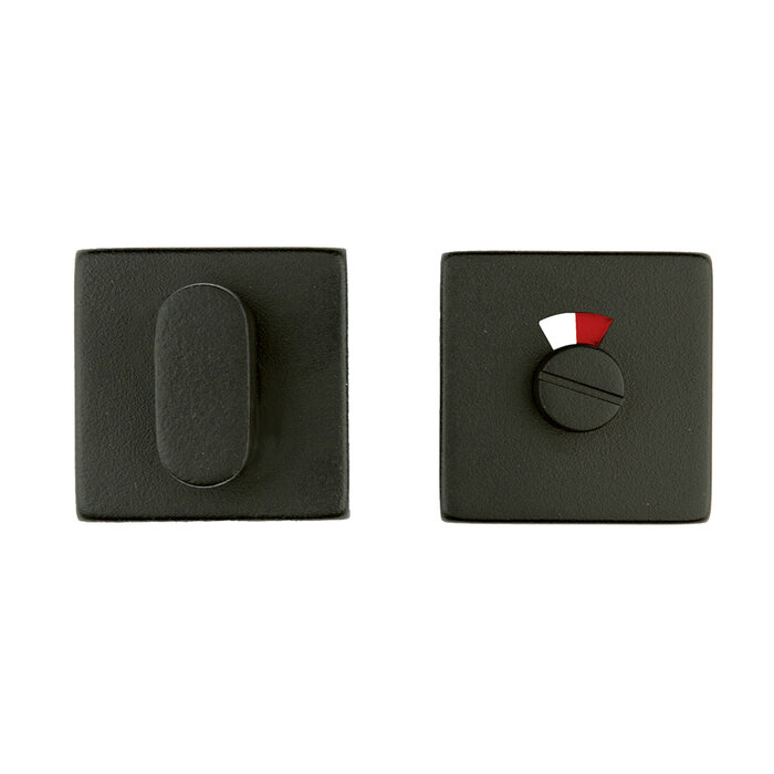 HDD WC garnituur square Shape zwart structuur met rood/wit indicator