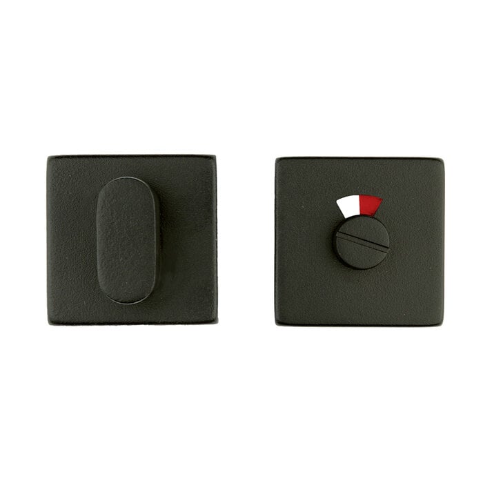 HDD WC set Square Shape black textured with red/white indicator