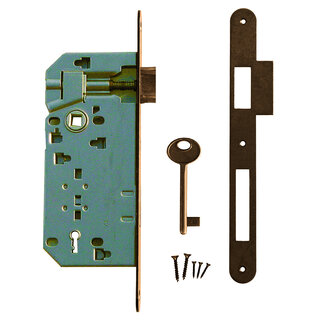 AGB Serrure AGB bronze mat 90 mm + gâche droite étroite