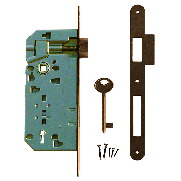 AGB Serrure AGB bronze mat 90 mm + gâche droite étroite