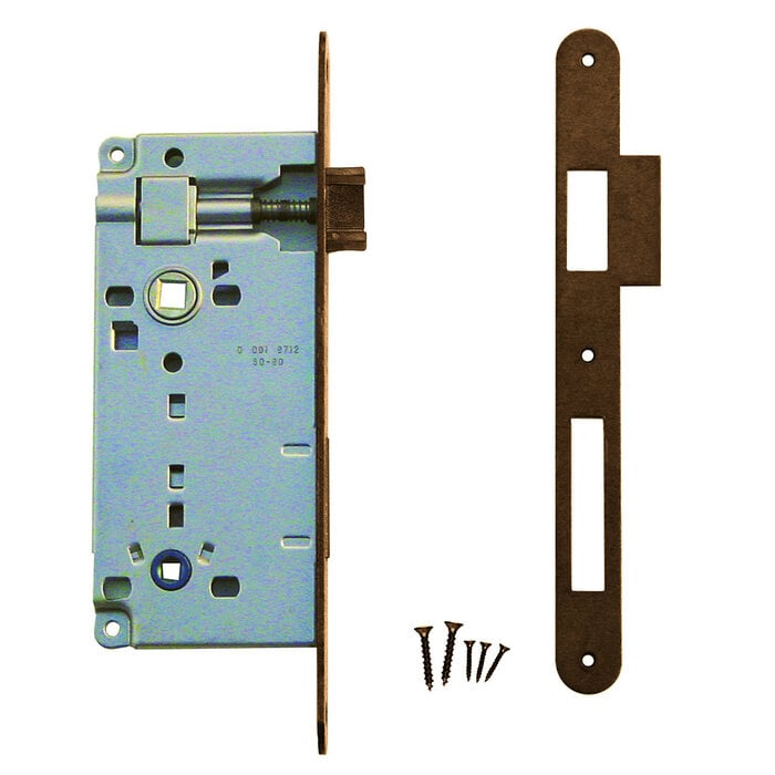 AGB AGB lock matte bronze WC 90 mm + strike plate narrow straight