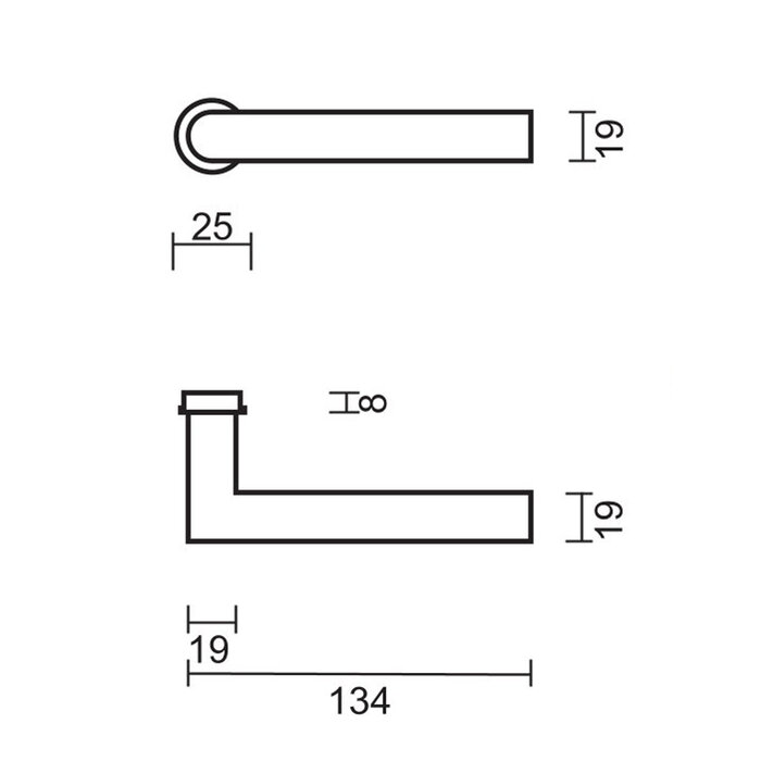 HDD Türgriffe in I-Form, mattbronze, 19 mm – Minimalistische Rosette, Ø 25 mm