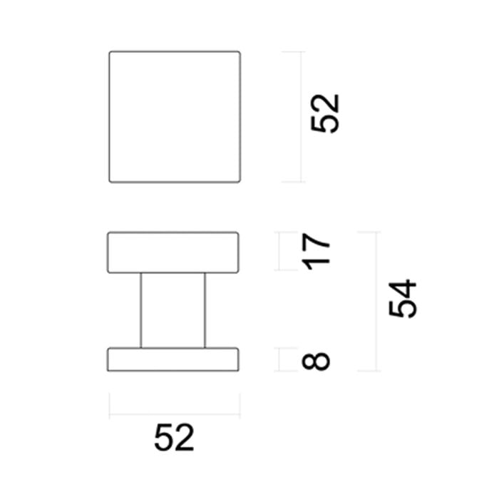 HDD Fester Knauf Top Carré matte Bronze auf Rosetten