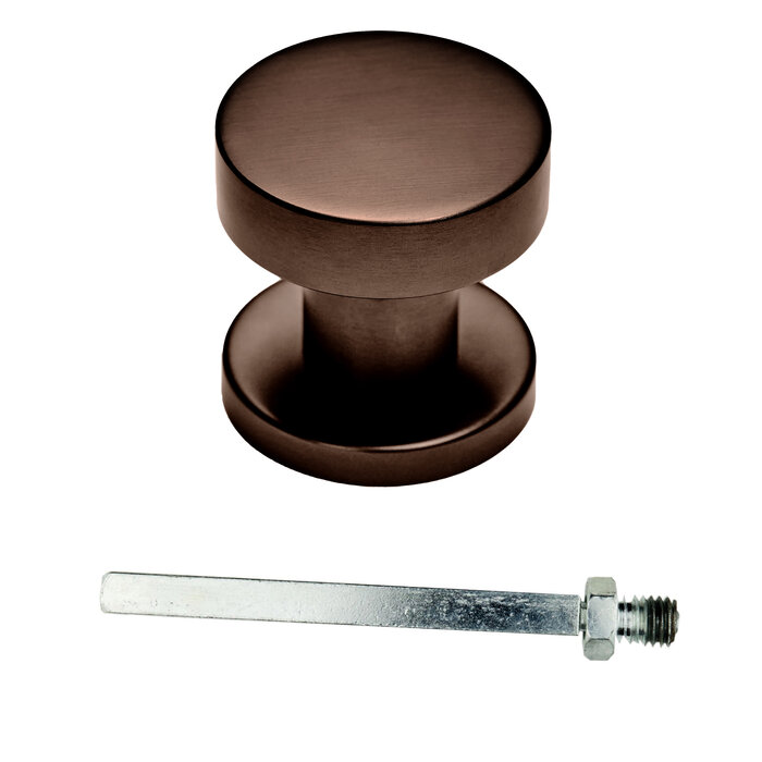 HDD Bouton rond PLAT sur rosace - fixe - bronze mat