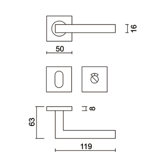 HDD HDD matt bronze door handles KUBIC SHAPE 16 mm