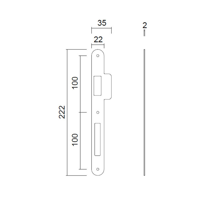 AGB Schmale, runde Rückplatte für AGB-Schloss, mattbronze