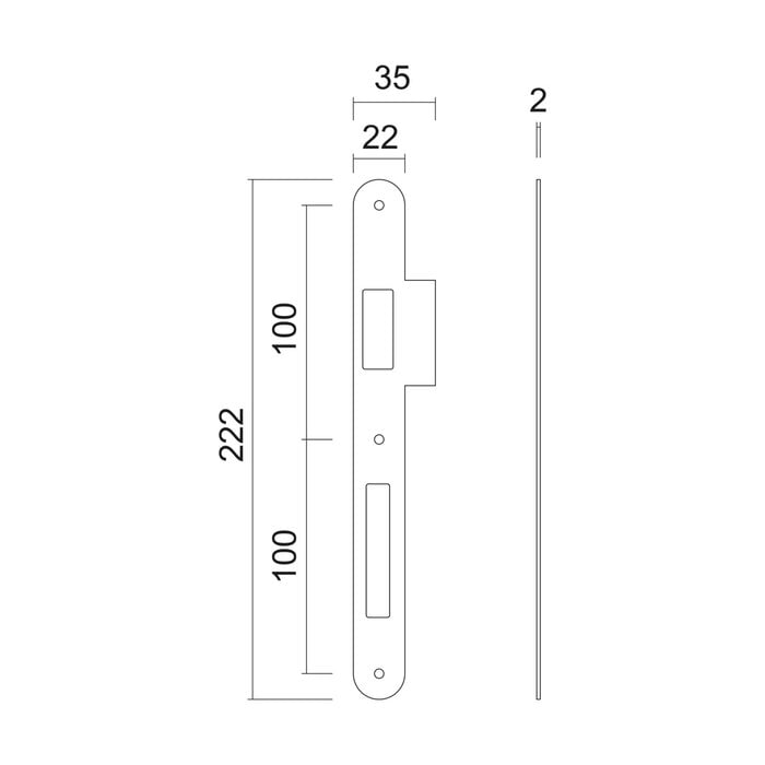 AGB Narrow counterplate straight in front of AGB lock matte bronze