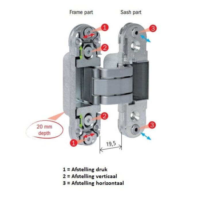 AGB Matte bronze invisible 3D hinge - 110x30mm - AGB eclipse 2.2