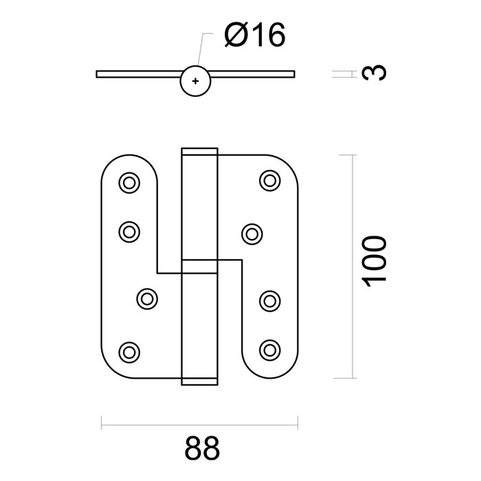 HDD Paumelle 100x88x3mm - Wit structuur