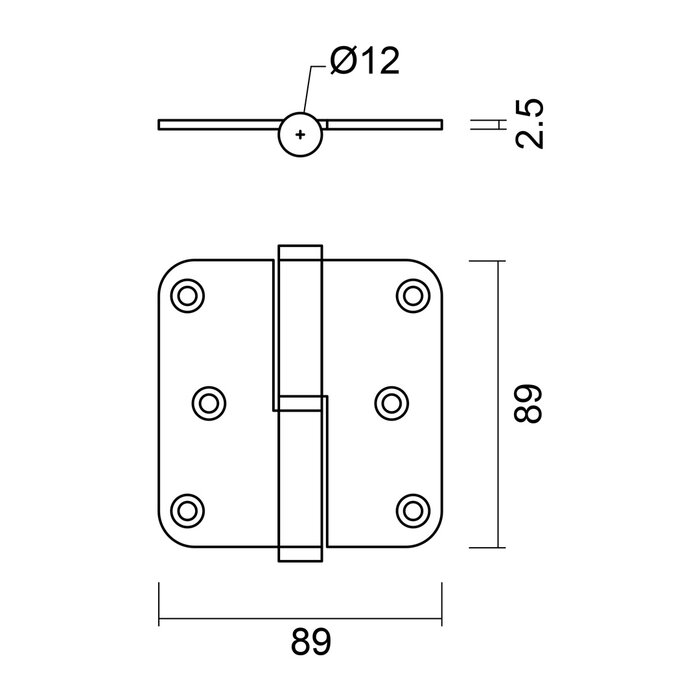 HDD Mat bronzen paumelle 89x89x2,5mm