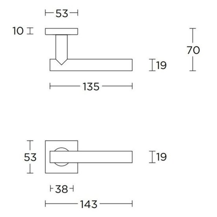 Formani Formani Türgriffe Basics LBVII-19BSQ auf quadratischer Federrosette – PVD-beschichtet, hellbronze