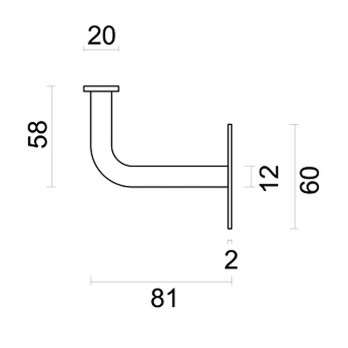 HDD Crochet plat pour main courante – bronze mat
