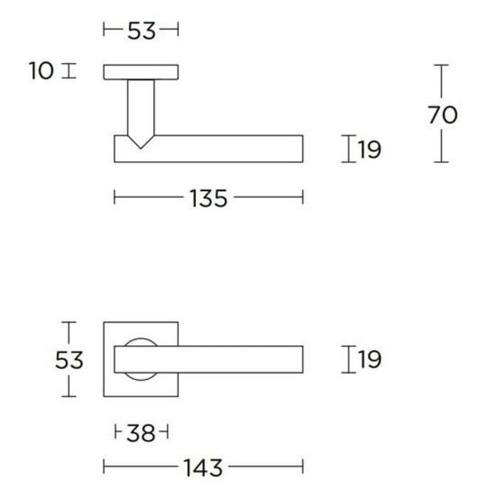 Formani Formani Türgriffe Basics LBVII-19BSQ auf quadratischer Federrosette – Bronze