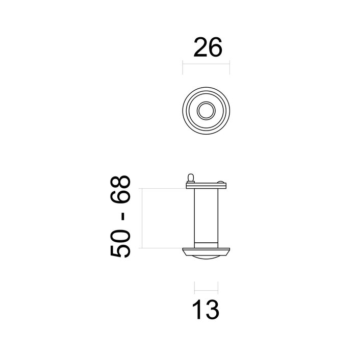 HDD Schwarzer Türspion – Ø 26 mm – für Türen 50–68 mm