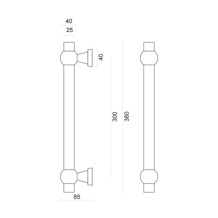 HDD Deurgreep Raily 300 zwart UV structuur paar voor deurdikte > 3 cm