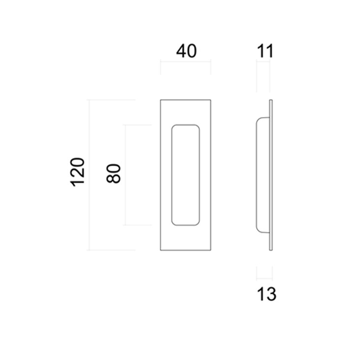 HDD Coque encapsulante ovale carrée étroite aveugle bronze mat