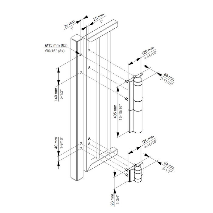LOCINOX Hydraulisch scharnier en poortsluiter MAMMOTH180-2 met DINO scharnier