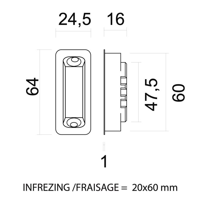 AGB Rectangular counter plate for magnetic lock AGB - gold - wood - adjustable - Copy