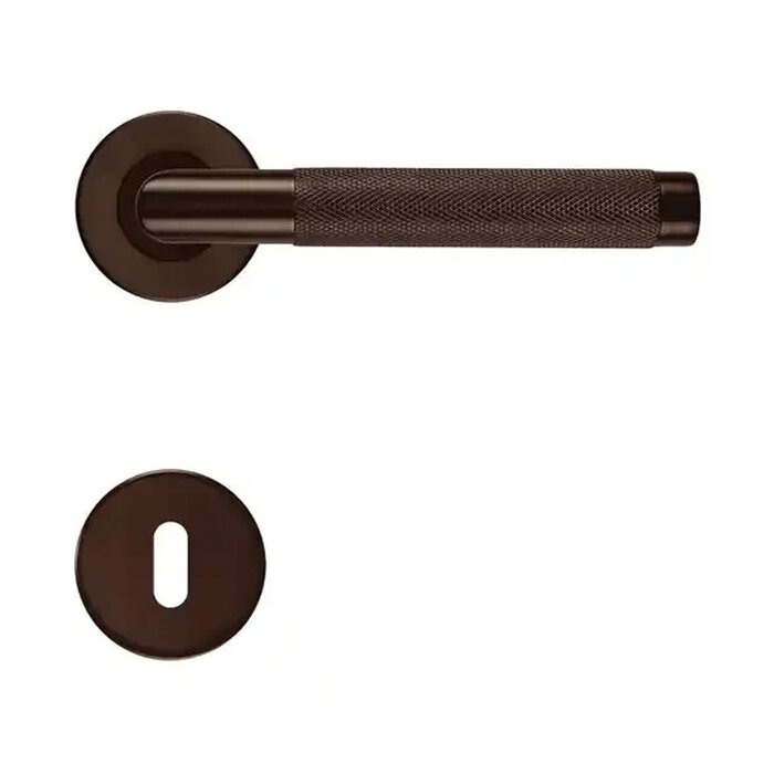 HDD Matt bronze door handles HASHTAG on round rosette Ø 53 mm