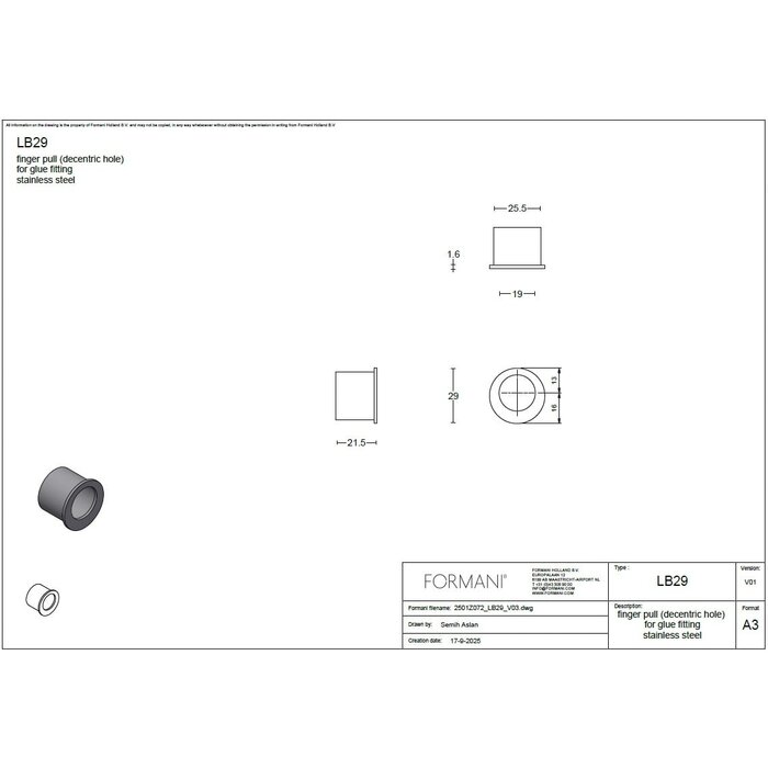 Formani Formani vingertip TIMELESS LB29 kops - Mat Nikkel