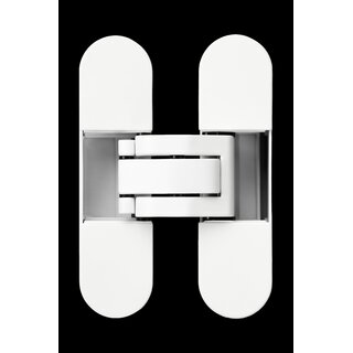 JAIROL Charnière invisible blanche RAL9010 - 111 x 29 mm - 80 kg