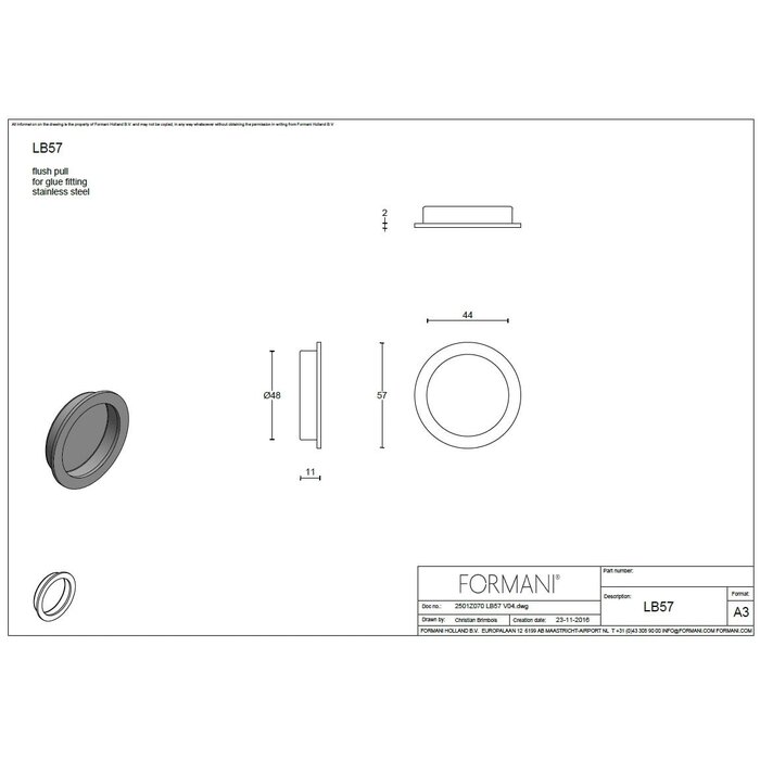 Formani Formani schuifdeurkom BASICS LB57 rond  - Wit