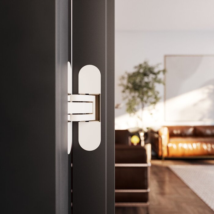 JAIROL Invisible white 3D hinges RAL9010 - 111x29mm - 80kg