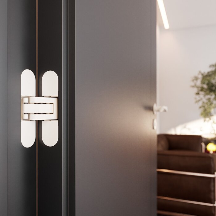 JAIROL Onzichtbare witte 3D scharnieren RAL9010 - 111x29mm - 80kg