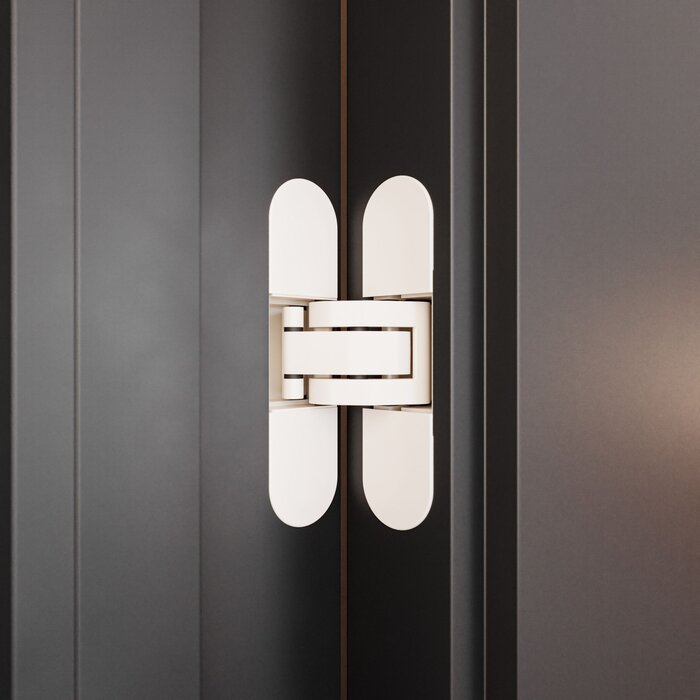 JAIROL Charnières 3D invisibles blanches RAL9010 - 111 x 29 mm - 80 kg