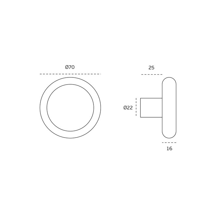 JNF Architectural Hardware Paar Türknöpfe für Glastüren - Kupfer PVD