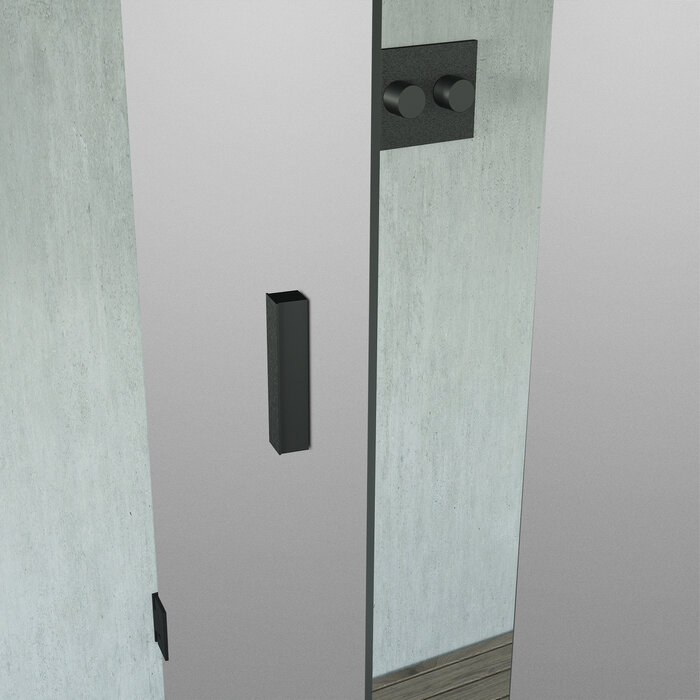 JNF Architectural Hardware Pair of JNF door handles for glass doors - Black PVD - straight angles