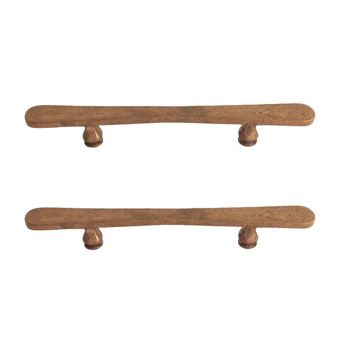 Dauby Poignées de porte en bronze brut PMBU 200/358 mm, paire en fer vieilli noir pour porte en bois