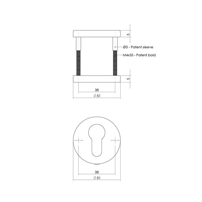 Intersteel Rosaces cylindriques dissimulées Ø51 mm avec pattes - Noires