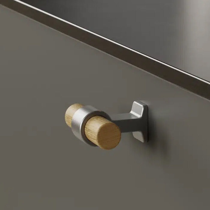 Furnipart Möbelknopf BOND – Lackierte Eiche / Edelstahloptik