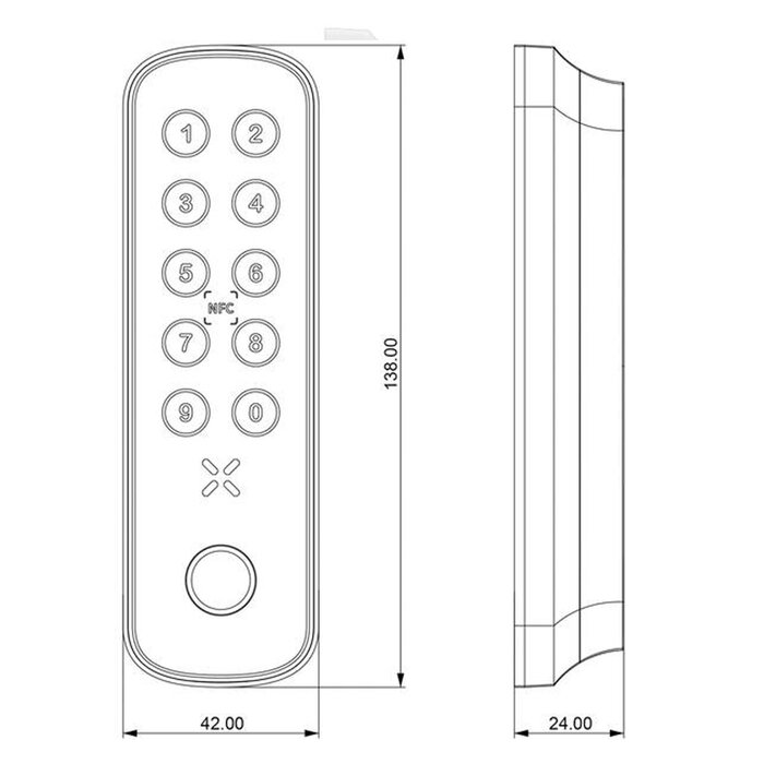 Black X Black X xPad+ code panel with fingerprint scanner - White