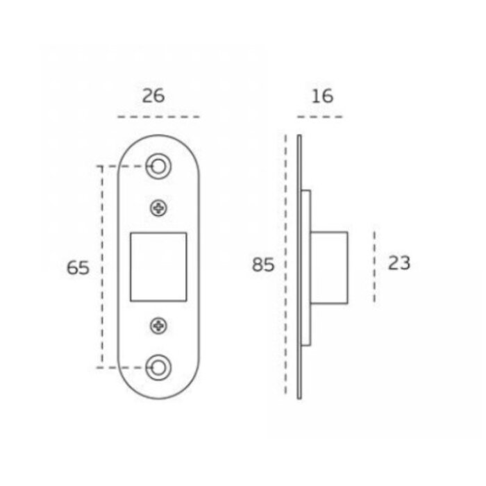 JNF Architectural Hardware JNF Magnetisch WC slot RVS - Doorn 60 mm