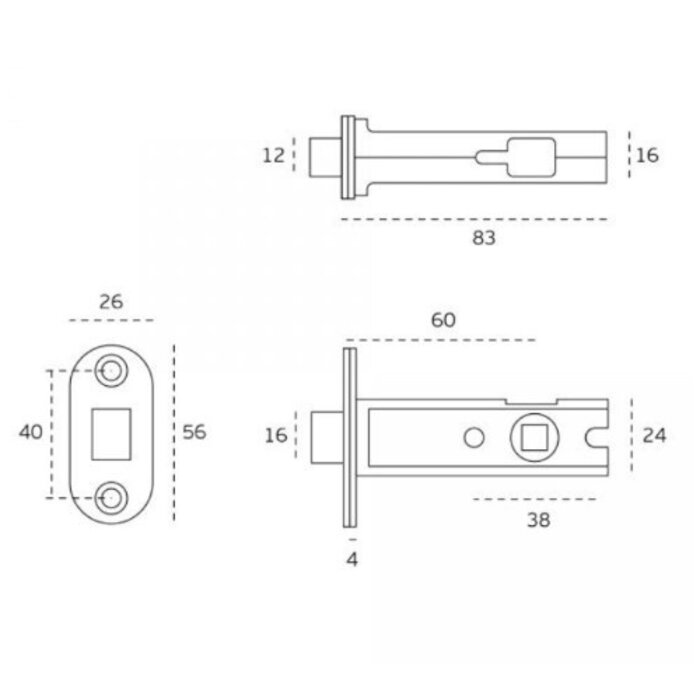 JNF Architectural Hardware JNF Magnetisches WC-Schloss aus Edelstahl – Dornmaß 60 mm