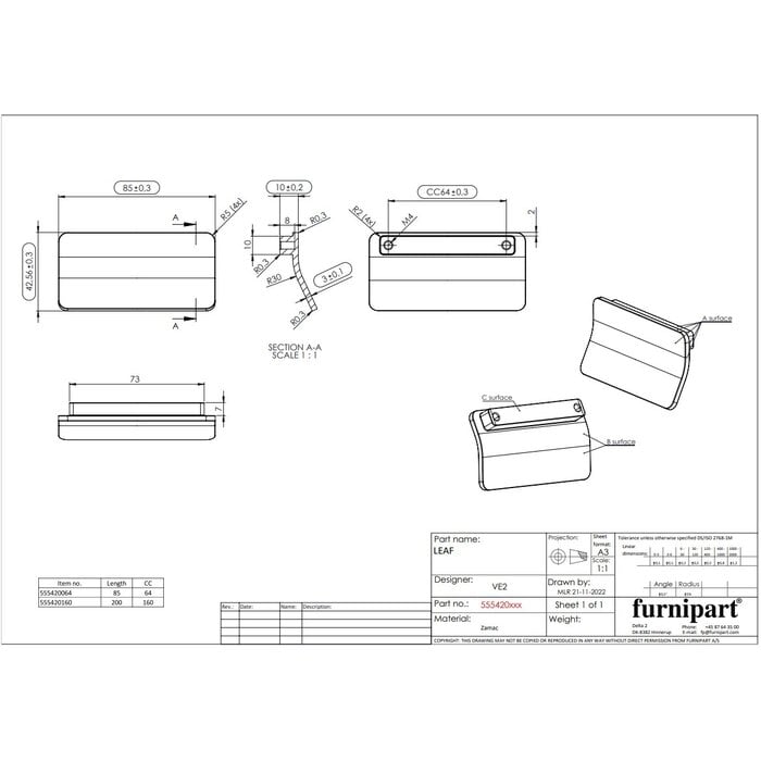 Furnipart Furnipart Möbelgriffe LEAF – Edelstahloptik