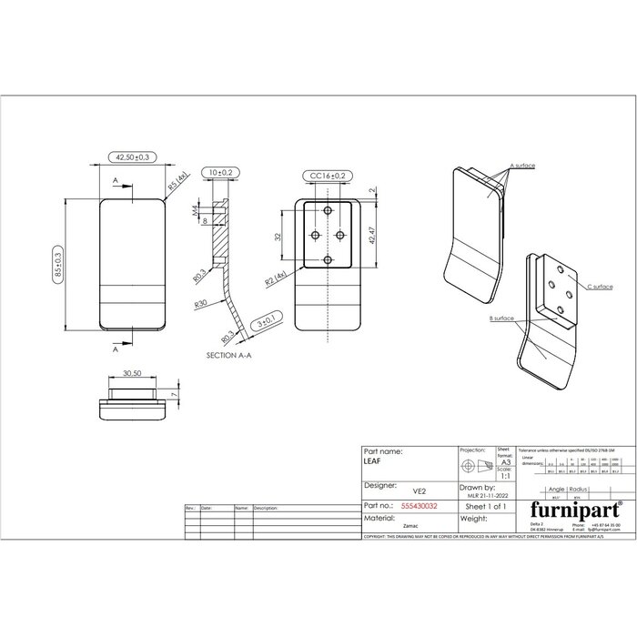 Furnipart Furnipart furniture handles LEAF - stainless steel look